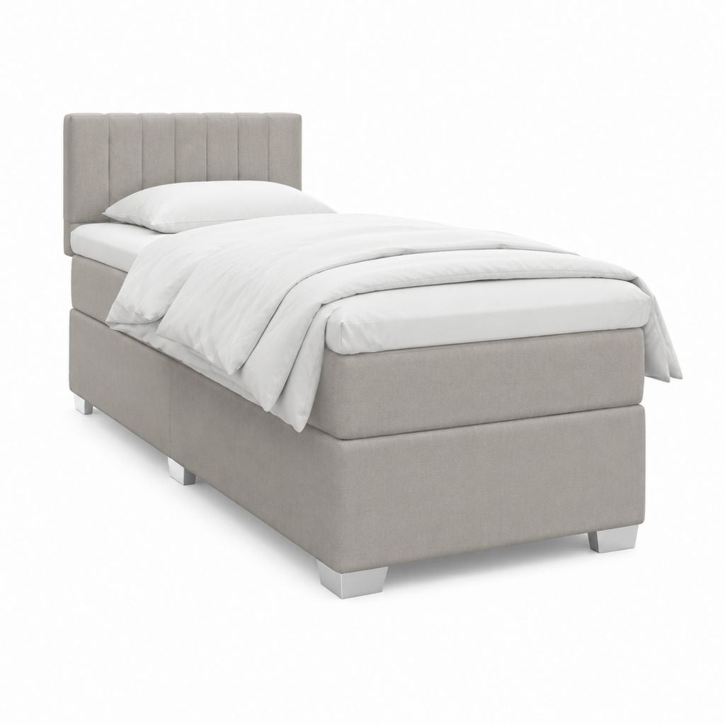 Cadre de lit simple capitonné gris en polyester et MDF rectangulaire 90 x 200 cm