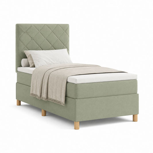 Cadre de lit simple capitonné vert en polyester 90 x 200 cm avec tête de lit