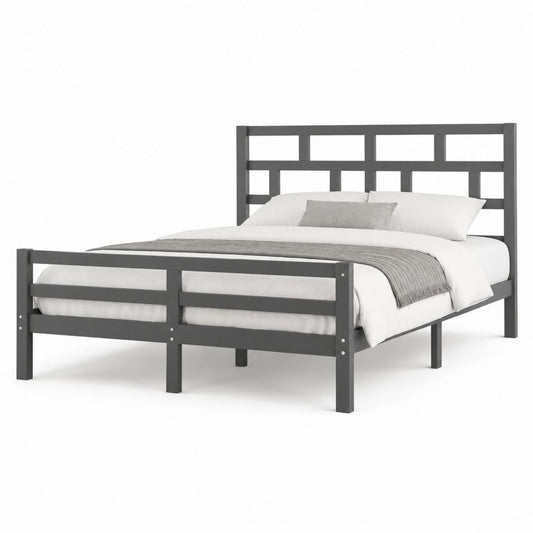 Cadre de lit double gris anthracite en acier 140 x 190 cm