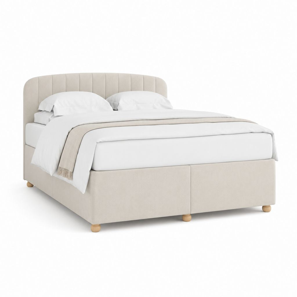Lit double avec cadre de lit beige en polyester rectangulaire 160 x 200 cm