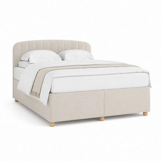 Lit double avec cadre de lit beige en polyester rectangulaire 160 x 200 cm